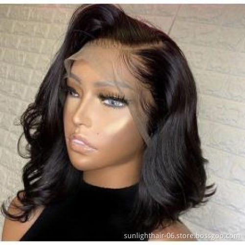 Sunlight Wholesale vendor hd transparent lace wig high quality 13x4 Loose Wave Messy Bob short bob body wave wigs for women